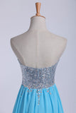 Prom Dresses Scalloped Neckline Sequined Bodice Beaded Waistline With Shirring Chiffon Skirt