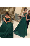 New Arrival Prom Dresses A Line Off The Shoulder With Beading Satin