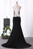 Evening Dresses Spandex Scoop Mermaid With Applique Sweep Train