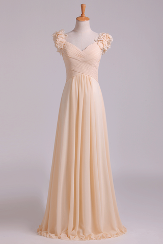 Off The Shoulder Bridesmaid Dresses A-Line Chiffon With Ruffles