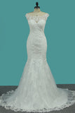 Wedding Dresses Mermaid Bateau Tulle With Applique Court Train