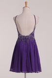 A Line Spaghetti Straps With Beading Homecoming Dresses Chiffon Short/Mini