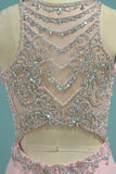 Spandex Scoop Open Back Beaded Bodice Prom Dresses Mermaid