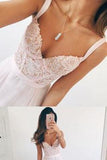 Elegant A-line V-neck Long Chiffon Baby Pink Long Prom Dress Evening Dresses JS859