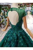 Ball Gown Wedding Dresses Scoop Aline Top Quality Appliques Tulle Beading Short Sleeves