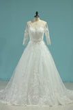 Scoop A Line Wedding Dresses Tulle With Applique And Sash