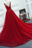 A Line Scoop Beaded Bodice Lace With Sash Sweep Train Prom Dresses