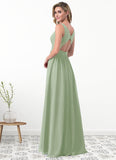 Talia A-Line Lace Chiffon Floor-Length Dress SJSP0019744