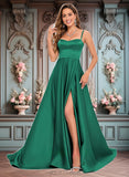 Kaylen A-line Sweetheart Sweep Train Satin Prom Dresses JLP0025846