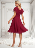 Mariah A-line V-Neck Knee-Length Chiffon Homecoming Dress With Ruffle JLP0025716