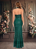 Kailey Sheath/Column Halter Floor-Length Sequin Prom Dresses JLP0025858