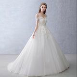 White Off-the-Shoulder Ball Gown Beads Sweetheart Floor-Length Wedding Dress JS751