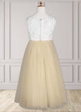 Janet Ball-Gown Sequins Tulle Tea-Length Dress SJSP0020245