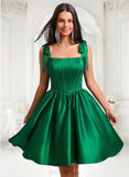 Phyllis Ball-Gown/Princess Straight Short Satin Homecoming Dress With Bow JLP0025645