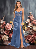 Nellie Trumpet/Mermaid Sweetheart Sweep Train Stretch Satin Prom Dresses JLP0025836