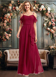 Kendra A-line Cold Shoulder Floor-Length Chiffon Bridesmaid Dress With Ruffle JLP0025755