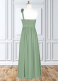 Charlize A-Line Pleated Chiffon Floor-Length Junior Bridesmaid Dress SJSP0019999