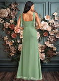 Madelynn A-line Square Floor-Length Chiffon Bridesmaid Dress With Bow JLP0025740