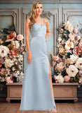 Brooklyn A-line V-Neck Floor-Length Satin Bridesmaid Dress JLP0025724