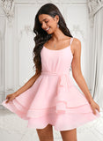 Carolyn A-line Scoop Mini Chiffon Homecoming Dress With Pleated JLP0025675