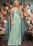 Tori A-line Cowl Cold Shoulder Floor-Length Stretch Satin Bridesmaid Dress With Bow Ruffle JLP0025807