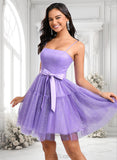 Desirae Ball-Gown/Princess Straight Short Tulle Homecoming Dress With Bow JLP0025717