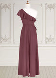 Stacy A-Line Ruched Chiffon Floor-Length Junior Bridesmaid Dress SJSP0020007