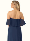 Peyton A-Line Off the Shoulder Chiffon Floor-Length Dress SJSP0019762