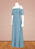 Layla A-Line Off the Shoulder Chiffon Floor-Length Junior Bridesmaid Dress SJSP0019973