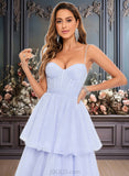 Annabelle Ball-Gown/Princess Sweetheart Sweep Train Tulle Prom Dresses With Bow JLP0025843