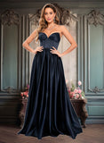 Rayne Ball-Gown/Princess V-Neck Floor-Length Satin Prom Dresses JLP0025840