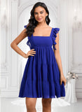 Lorena A-line Square Short Chiffon Homecoming Dress With Bow JLP0025665