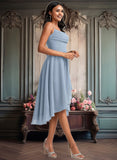 Kiana A-line Cowl Asymmetrical Chiffon Bridesmaid Dress With Ruffle JLP0025727