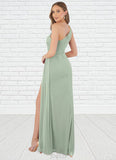 Haylee Sheath One Shoulder Mesh Floor-Length Dress SJSP0019635