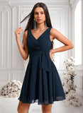 Natalee A-line V-Neck Short Chiffon Homecoming Dress With Pleated JLP0025644