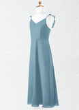 Valentina A-Line Ruched Chiffon Floor-Length Junior Bridesmaid Dress SJSP0020012