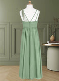 Ursula A-Line Pleated Chiffon Floor-Length Junior Bridesmaid Dress SJSP0019968