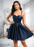 Britney A-line Sweetheart Short Satin Homecoming Dress With Pleated JLP0025673