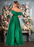 Adriana Ball-Gown/Princess Off the Shoulder Floor-Length Satin Prom Dresses JLP0025871