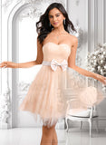 Rhoda Ball-Gown/Princess Sweetheart Short Tulle Homecoming Dress With Bow JLP0025719