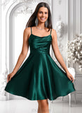 Sheila A-line Cowl Short Stretch Satin Homecoming Dress JLP0025664