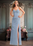 Annabelle A-line V-Neck Floor-Length Chiffon Bridesmaid Dress JLP0025726