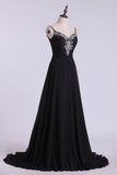 Spaghetti Straps Prom Dresses A Line With Beading