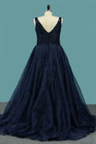 Prom Dresses Spaghetti Straps A Line Organza & Sequin Sweep Train