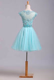 Homecoming Dresses A Line Scoop Short/Mini Tulle&Lace