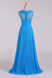 Prom Dresses Scoop A Line Chiffon Beaded Floor Length