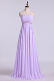 Sweetheart Neckline Ruched Upper Bodice Prom Gown Chiffon Floor Length