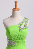 Elegant Prom Dresses A Line One Shoulder Chiffon With Beading&Sequins