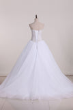 Gorgeous Wedding Dresses A-Line Sweetheart See Through Floor-Length Tulle With Pearls Lace Up