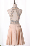 A Line Homecoming Dresses Scoop Chiffon With Beading